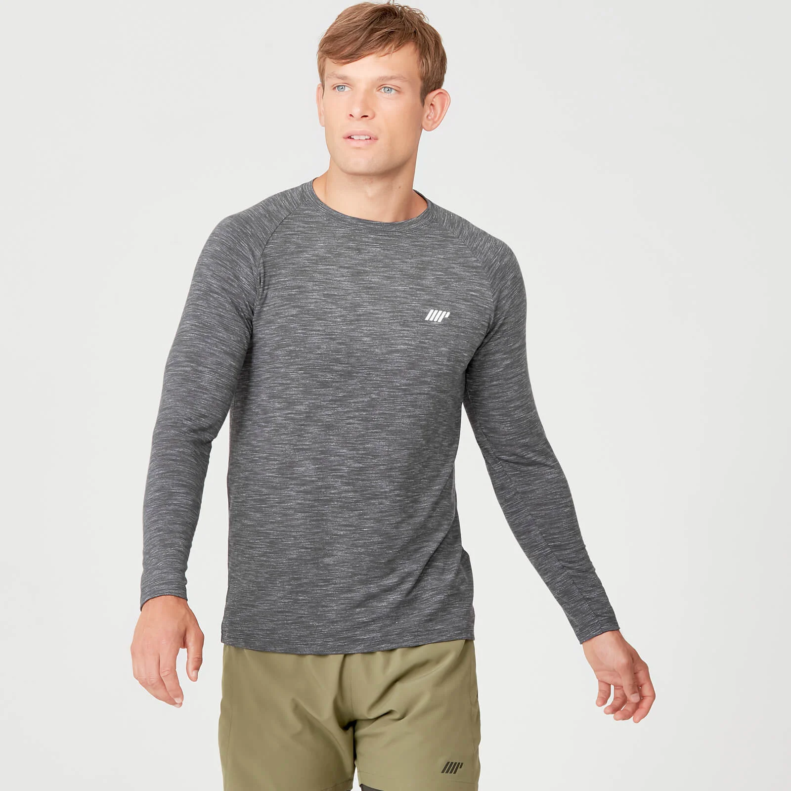 MP Men's Performance Long Sleeve T-Shirt - Charcoal Marl - S Image 1