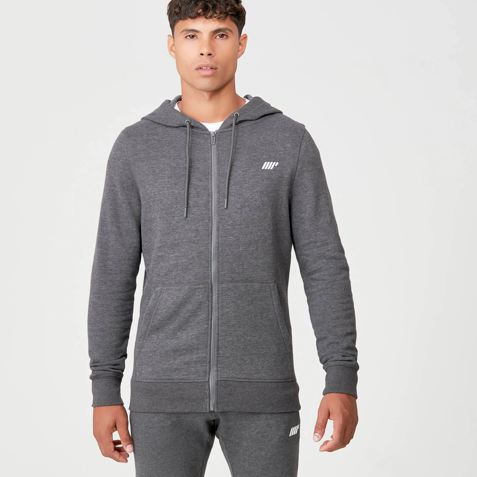 Tru-Fit Full Zip Hoodie - Charcoal Marl - XS Image 1