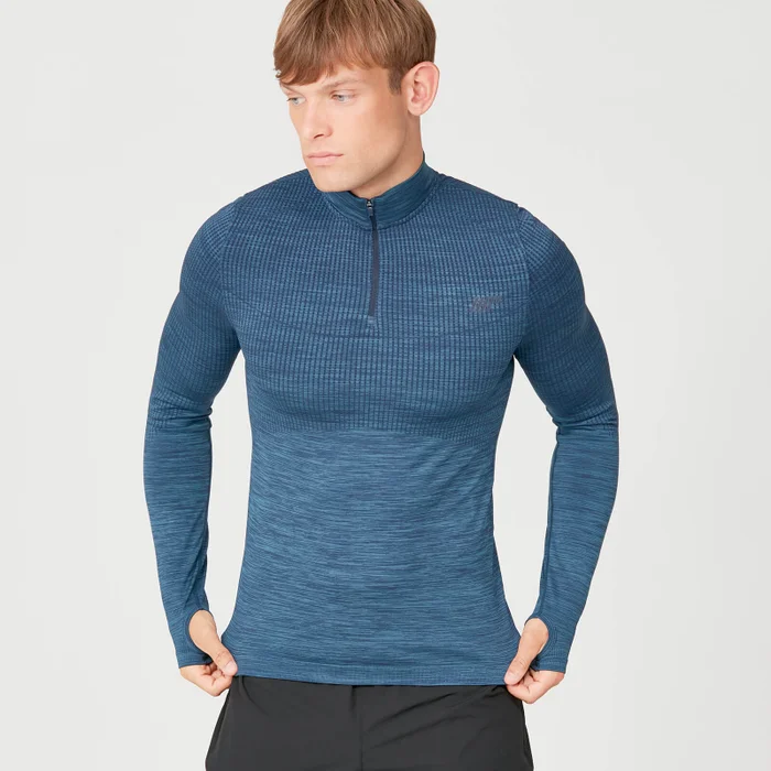 Seamless 1/4 Zip Top - Petrol Blue