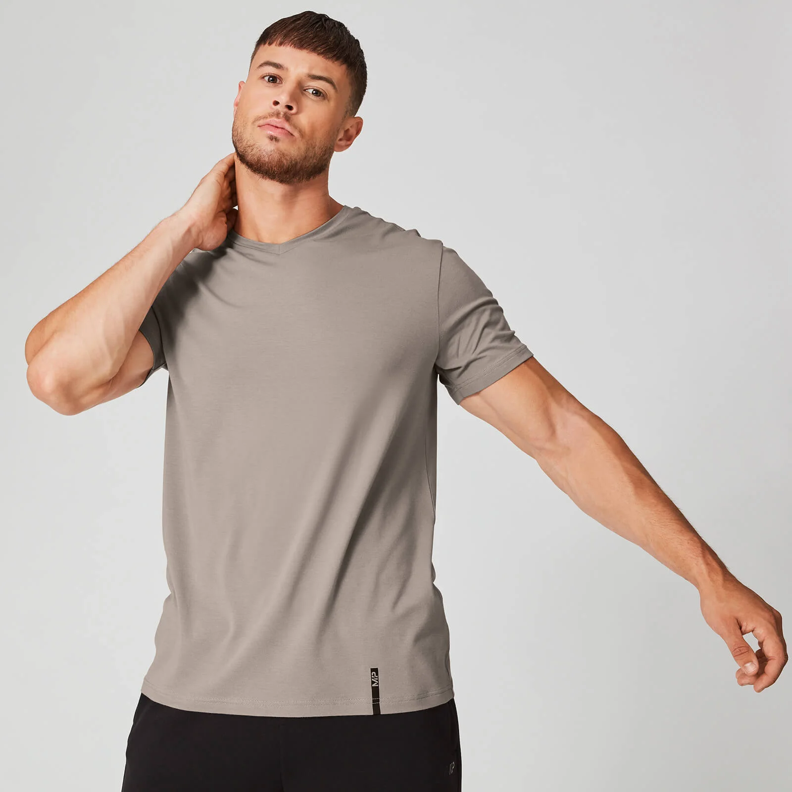 Luxe Classic V-Neck T-Shirt - Quarry - XS Image 1