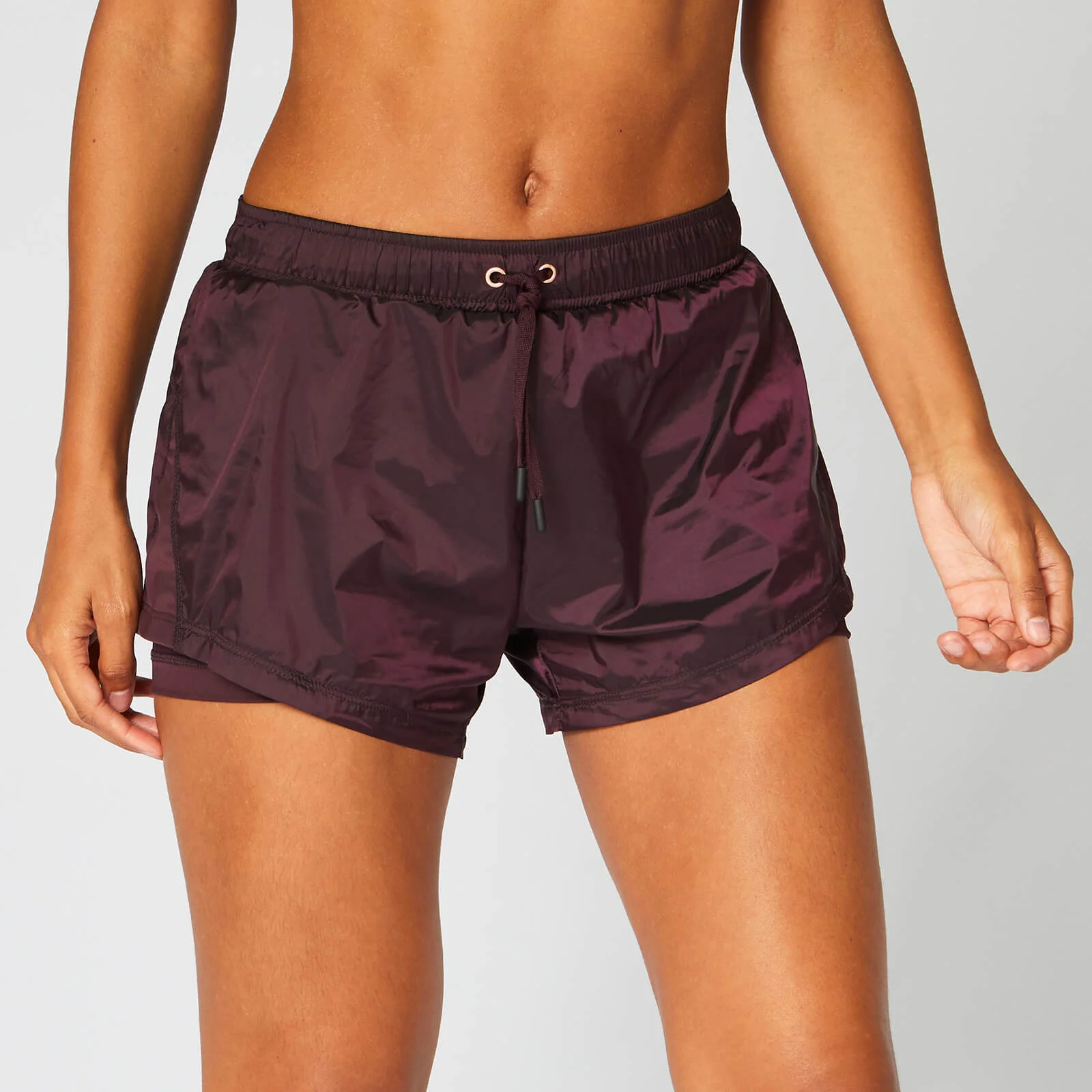 Metallic Double-Layer Shorts — Malbec - XS Image 1
