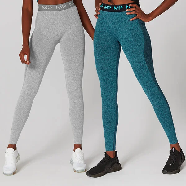 MP Women's Black Friday Limited Edition Curve Leggings - Silver/Lagoon (2 Pack) - XS Image 1