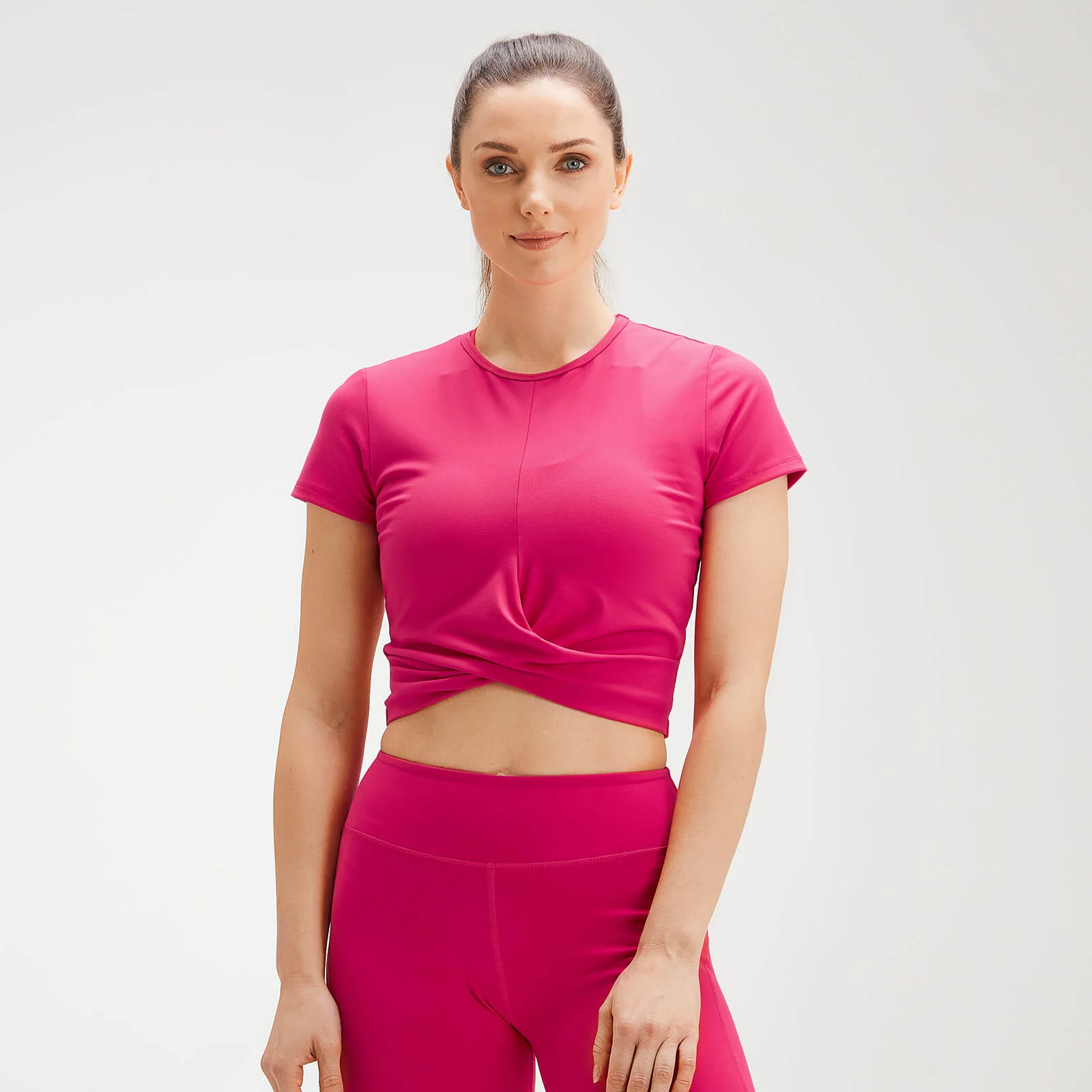 MP Women's Power Short Sleeve Crop Top - Virtual Pink - S Image 1