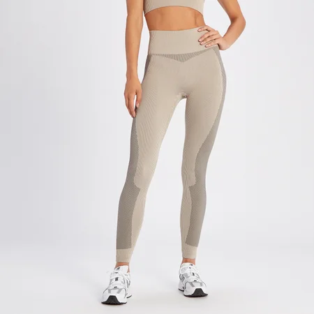 MP Women's Contrast Rib Seamless Leggings - Sesame/ Black