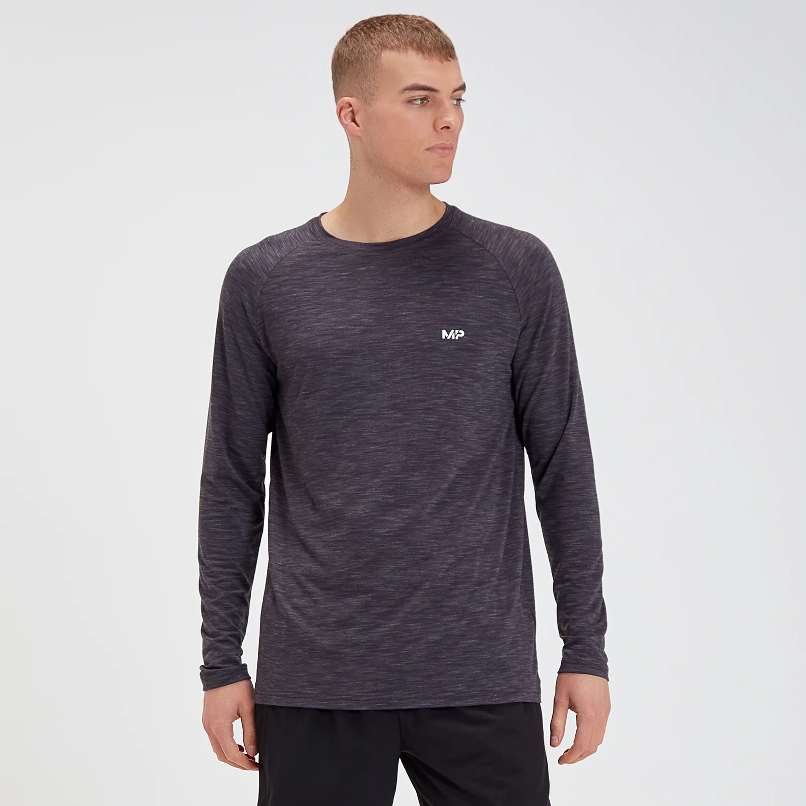 MP Men's Performance Long-Sleeve T-Shirt - Black Marl - XS Image 1