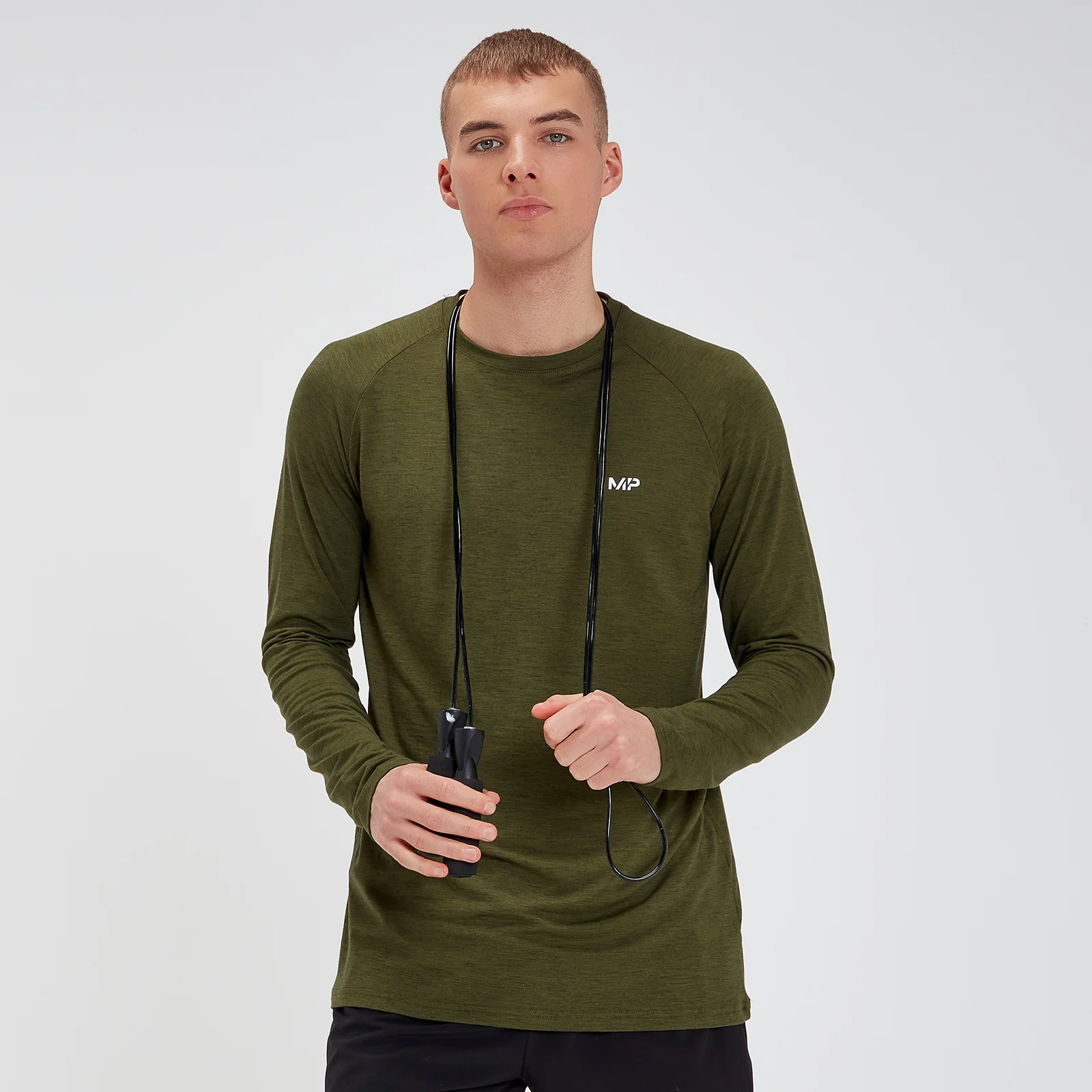 MP Men's Performance Long Sleeve T-Shirt - Army Green/Black - XS Image 1