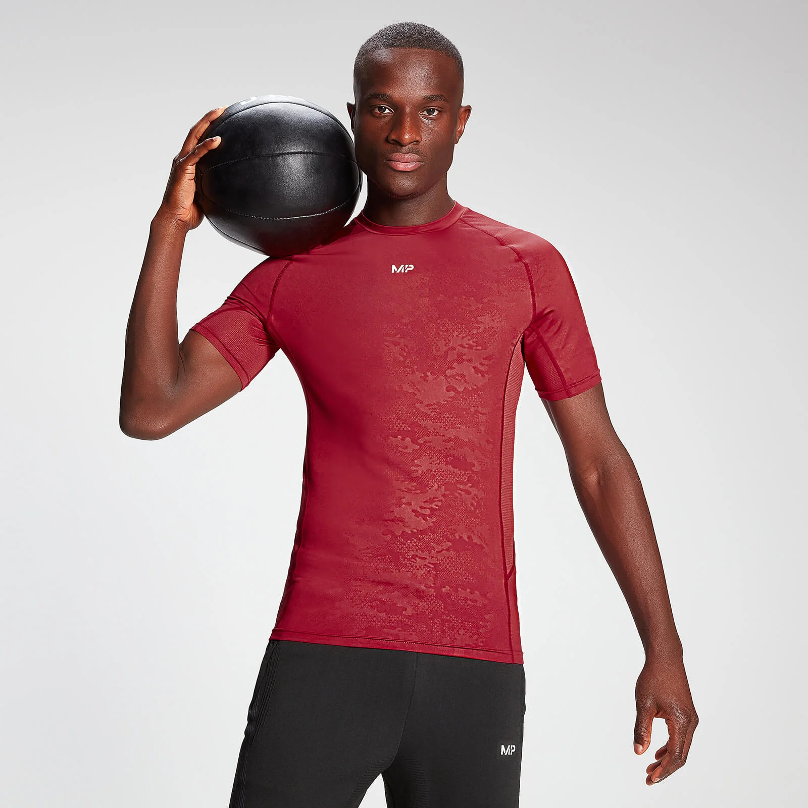 MP Men's Engage Short Sleeve Baselayer - Wine - XXS Image 1