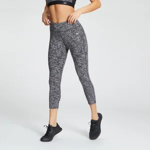 MP Women's Power 3/4 Leggings - Black Space Dye - Size S