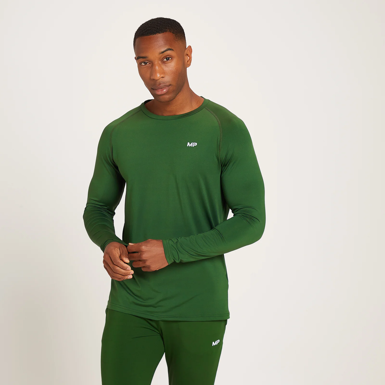 MP Men's Linear Mark Graphic Training Long Sleeve T-Shirt - Dark Green - XXS Image 1