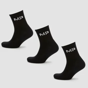 MP Women's Crew Socks (3 Pack) - Black - Size UK 3-6