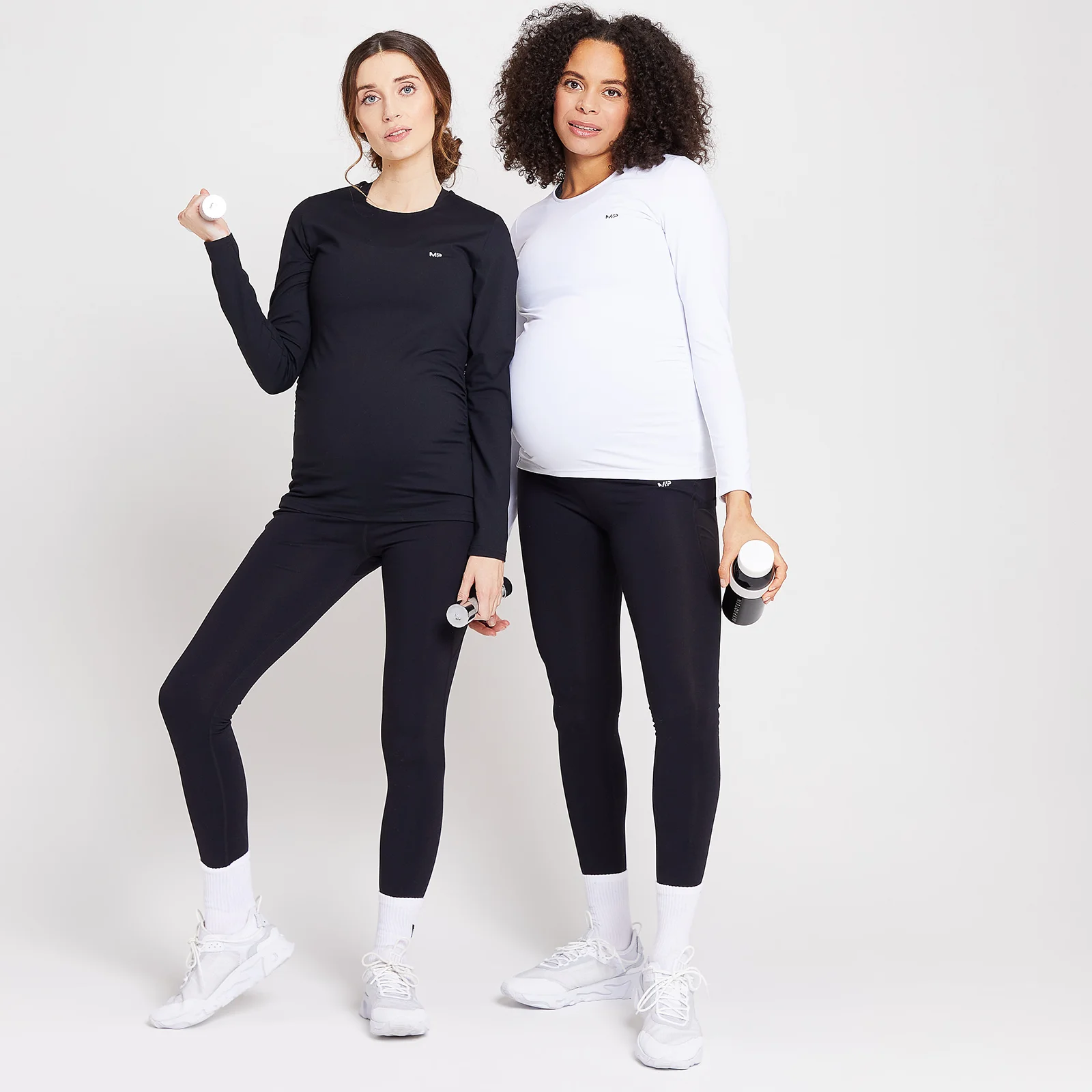 MP Women's Power Maternity Long Sleeve Top Multipack - Black/White - XS Image 1