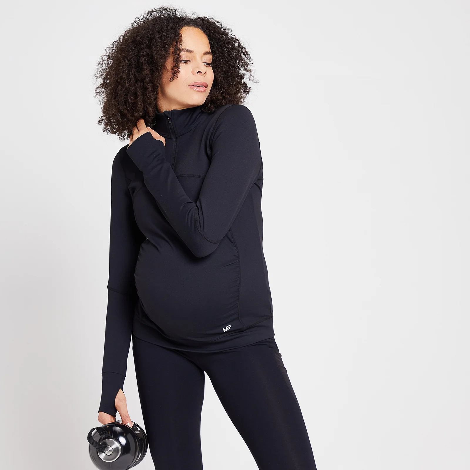 MP Women's Power Maternity 1/4 Zip - Black - XXS Image 1