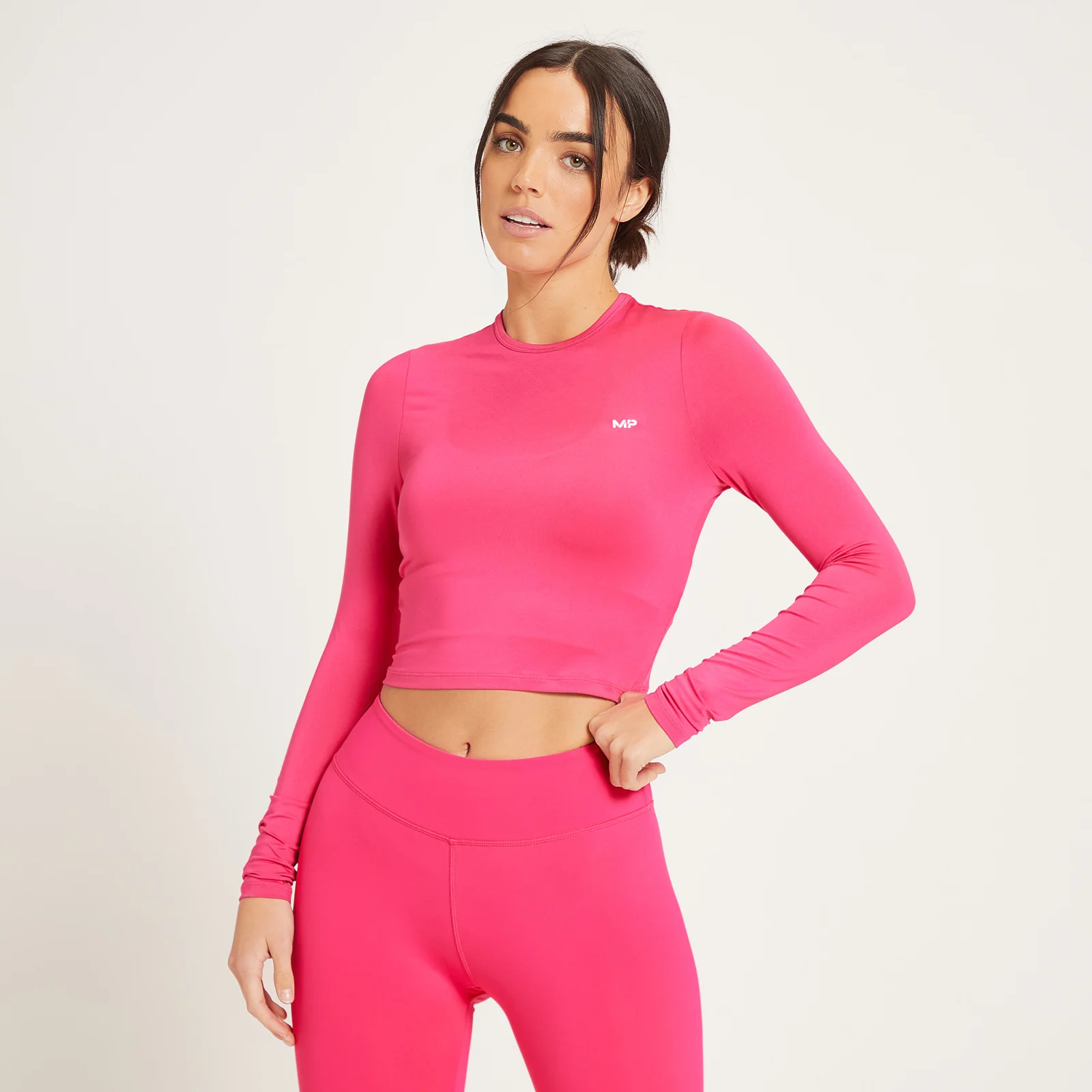 MP Women's Training Dry Tech Long Sleeve Crop Top - Magenta - XXS Image 1