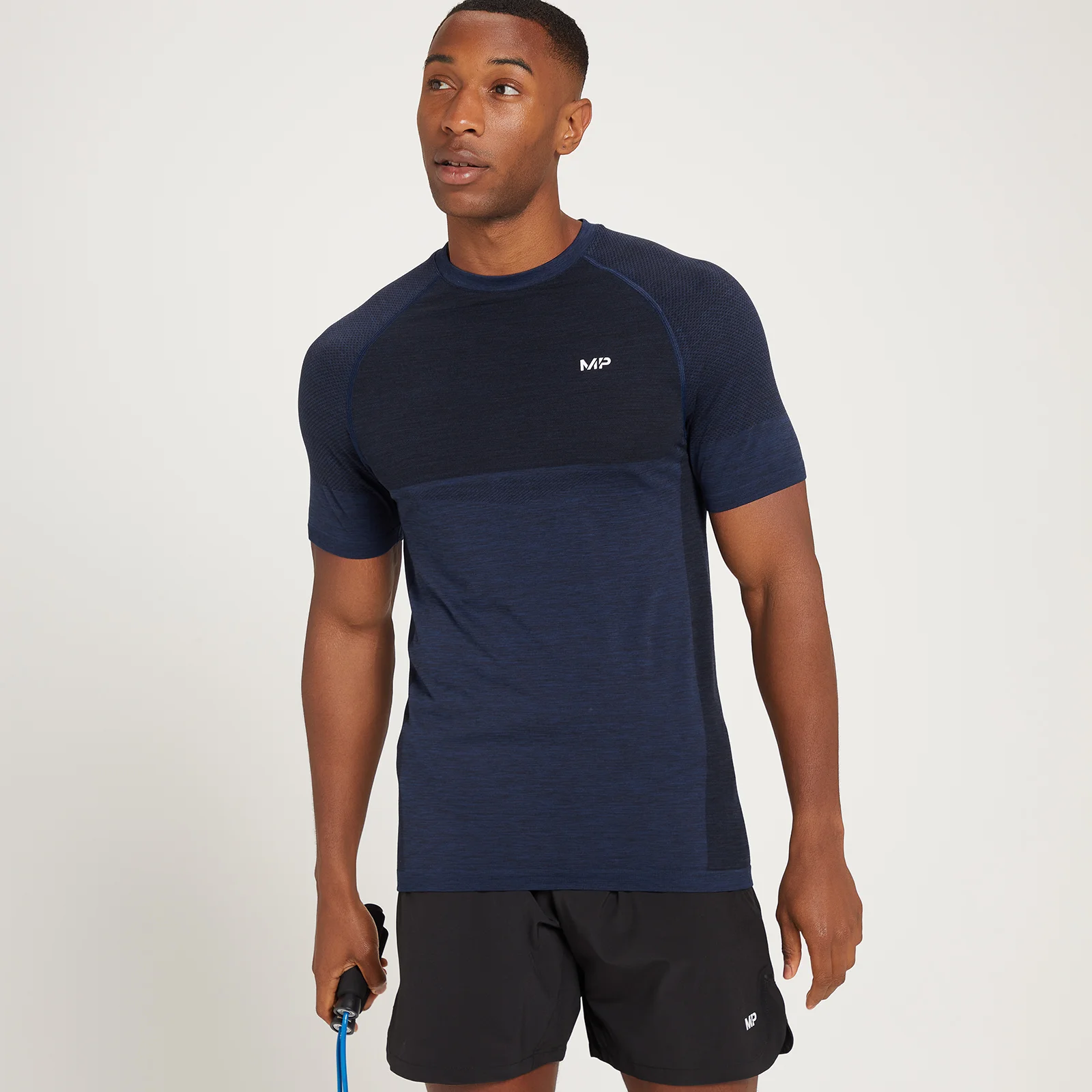 MP Men's Seamless Short Sleeve T-Shirt - Deep Blue Marl - XS Image 1