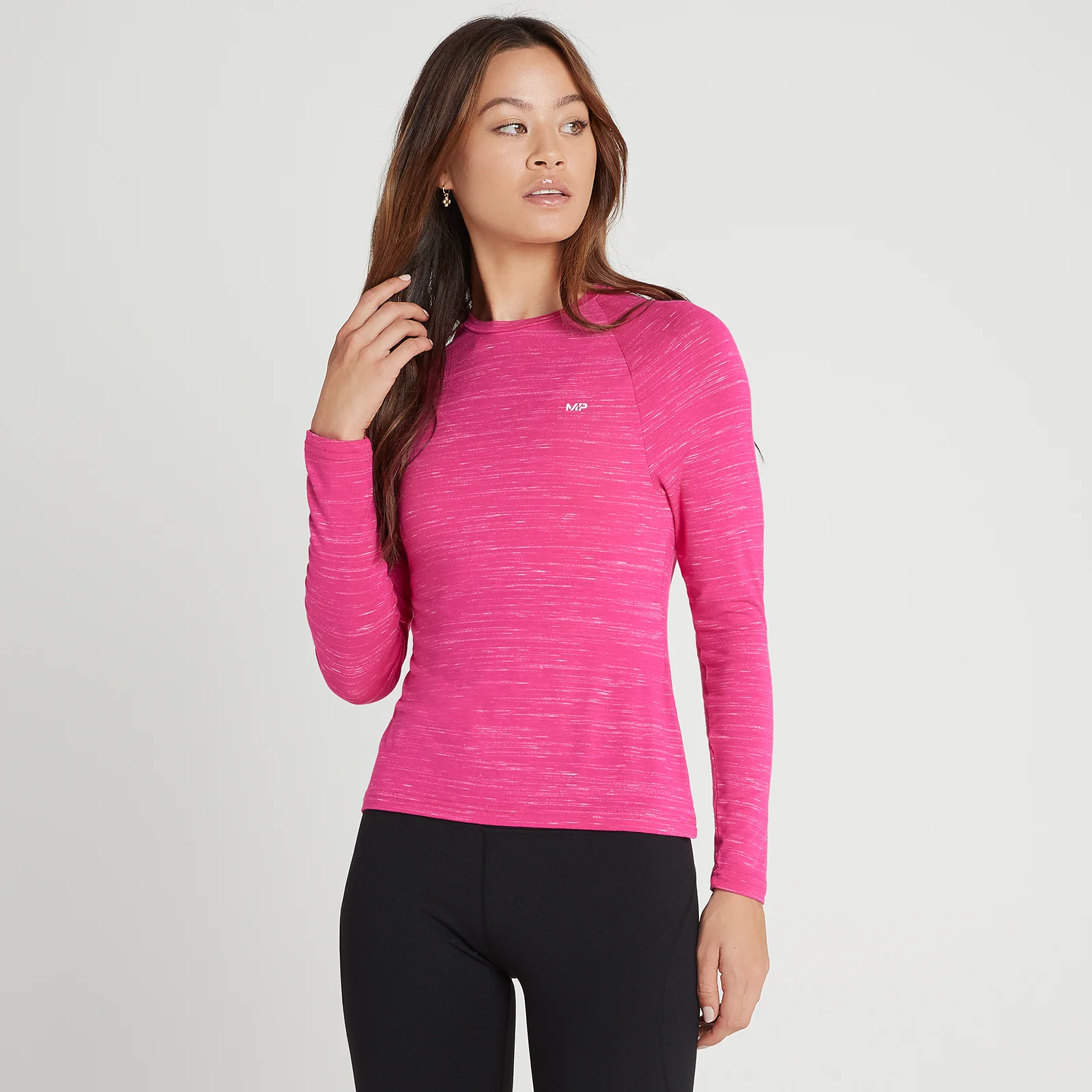 MP Women's Performance Long Sleeve Training T-Shirt - Magenta Marl with White Fleck - XXS Image 1
