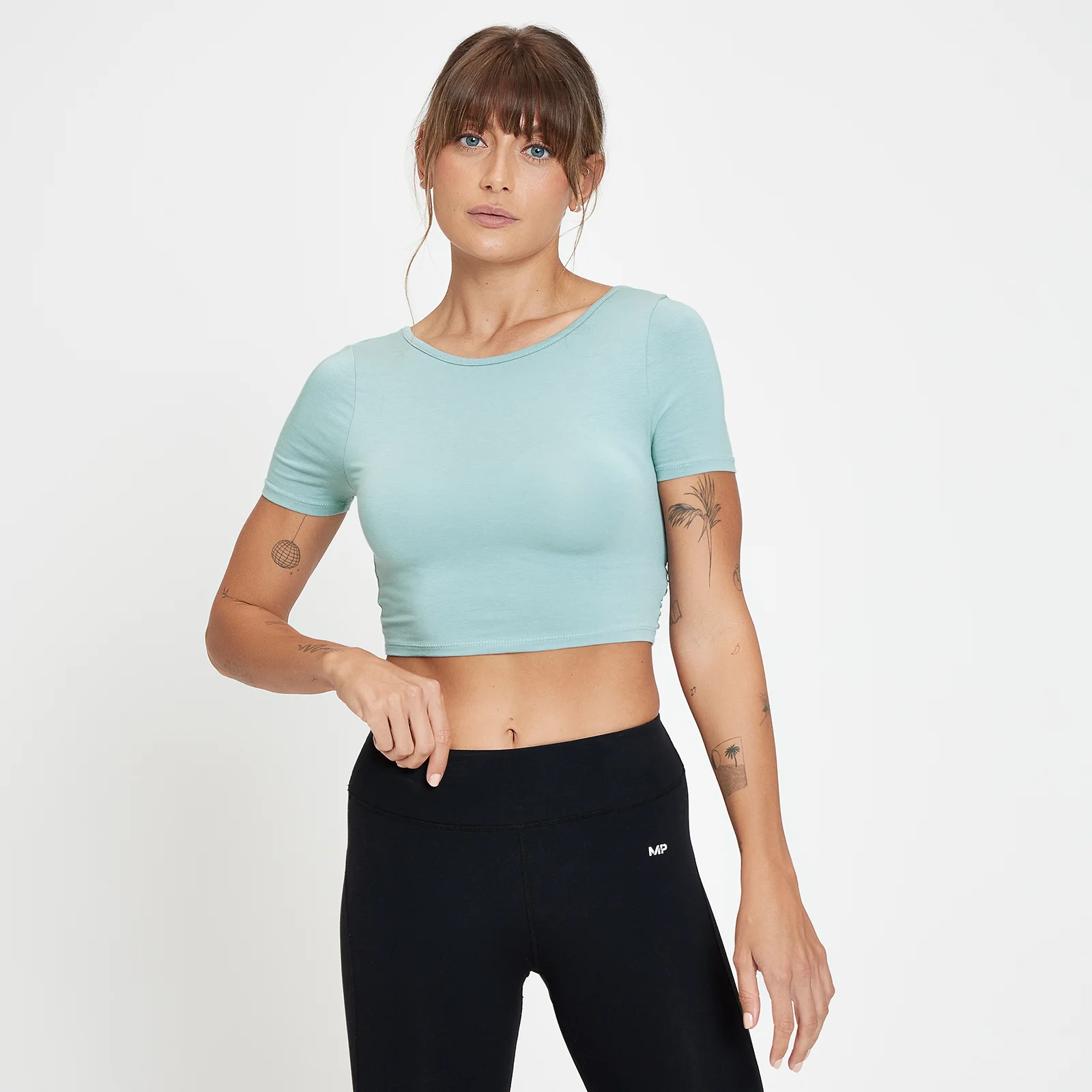 MP Women's Composure Short Sleeve Crop Top - Ice Blue - XXS Image 1