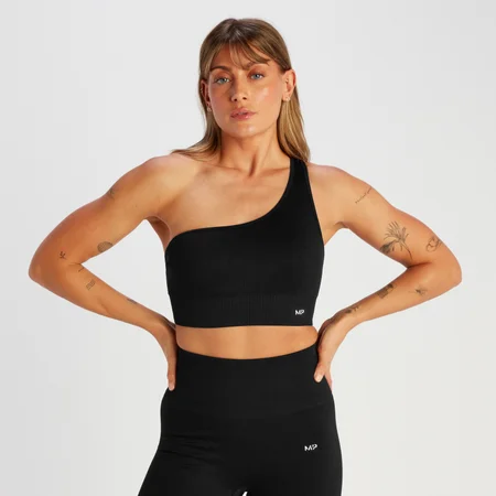 MP Women's Tempo Rib Seamless Asymmetric Bra - Black