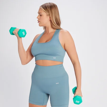 MP Women's Tempo Rib Seamless Bra - Graphine Blue