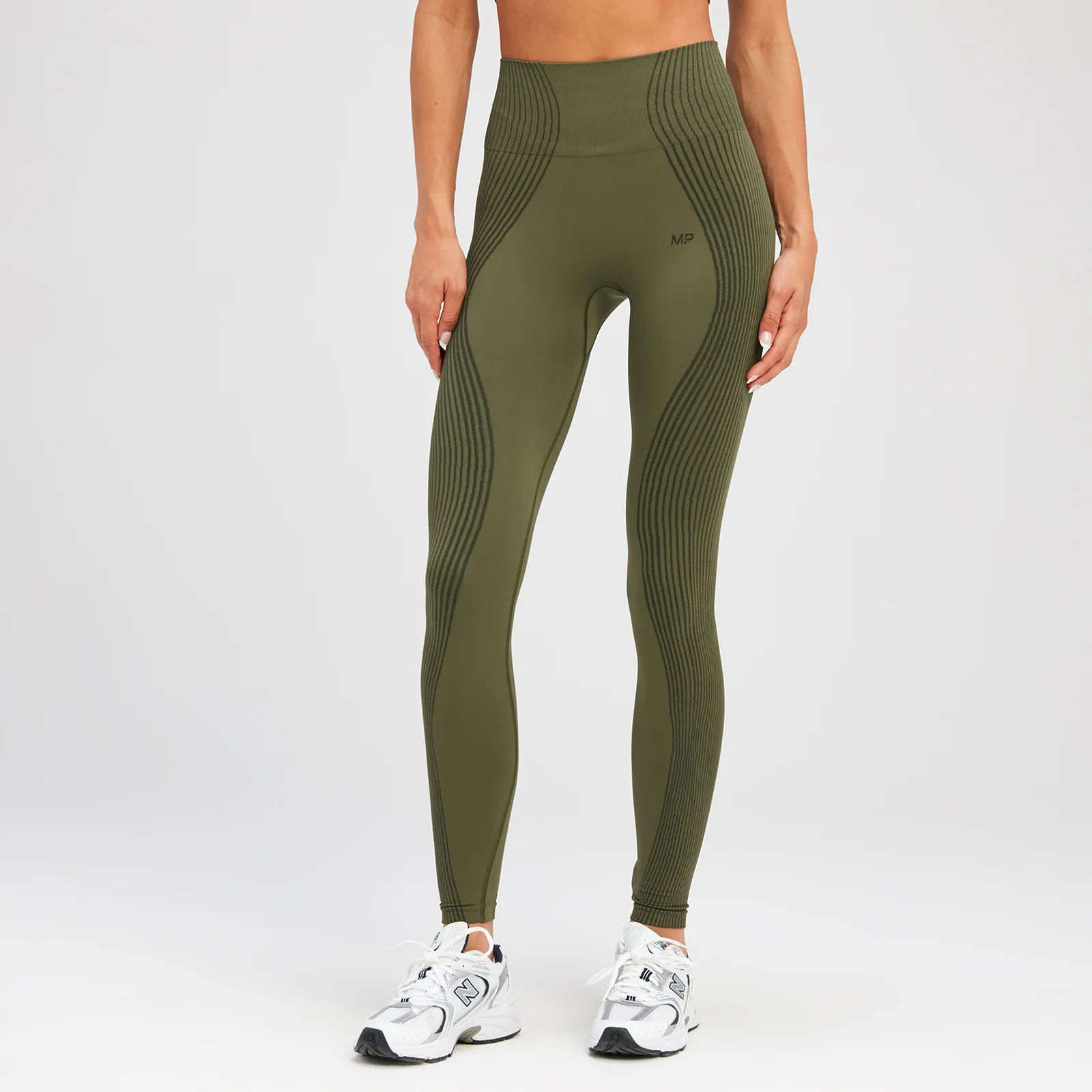 MP Women's Tempo Illusion Seamless Leggings - Olive Green - S Image 1