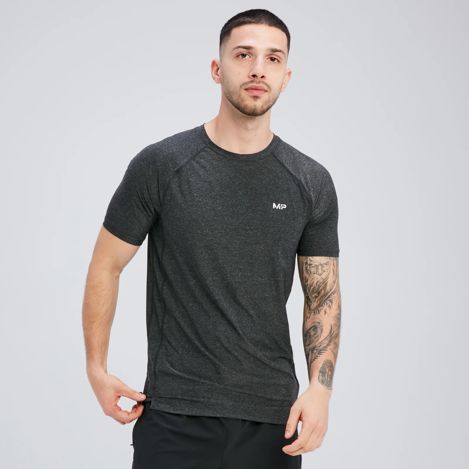 MP Men's Tempo Short Sleeve T-Shirt - Black Marl - M Image 1