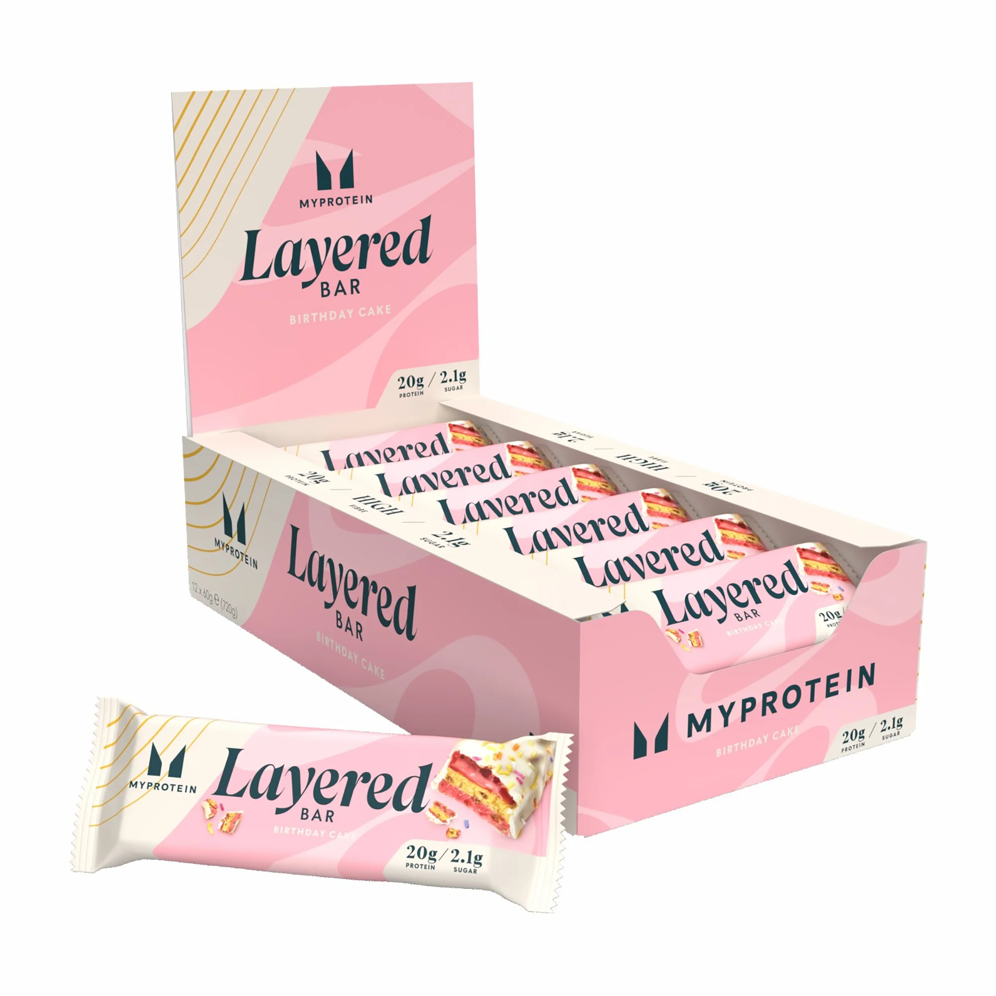 Layered Protein Bar - Birthday Cake - 12Bars Image 1