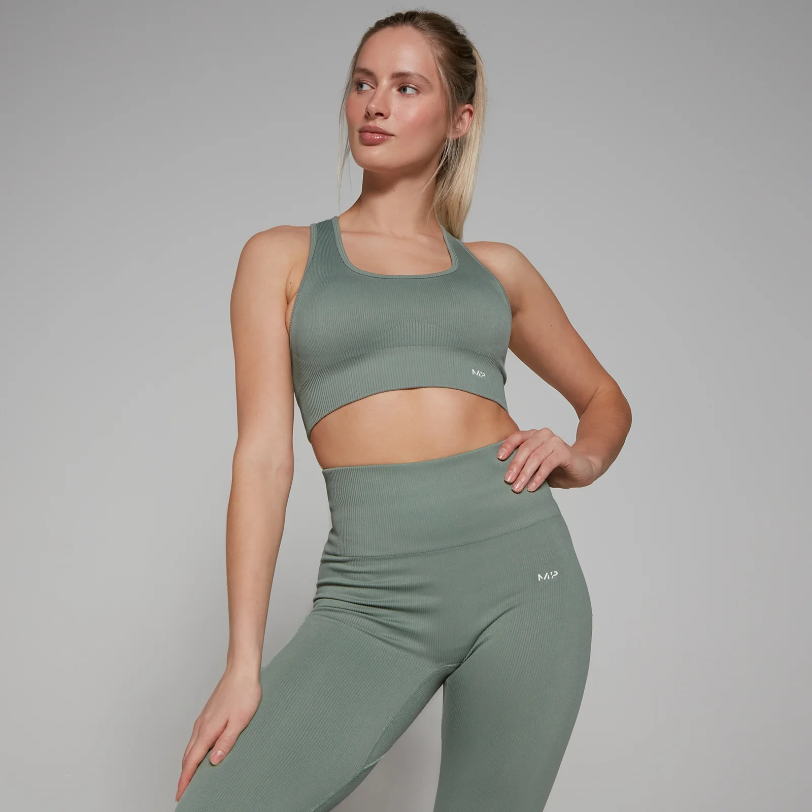 MP Women's Tempo Rib Seamless Bra - Sage Grey - S Image 1