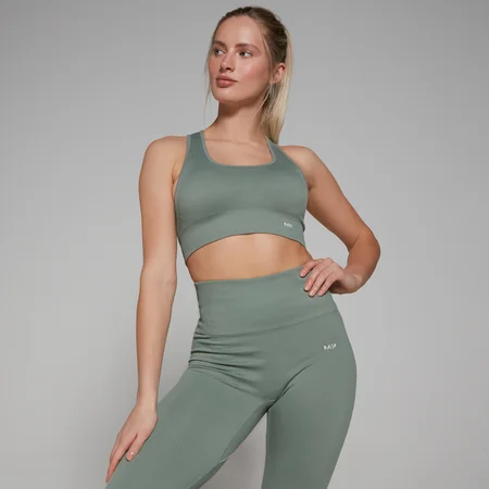 MP Women's Tempo Rib Seamless Bra - Sage Grey
