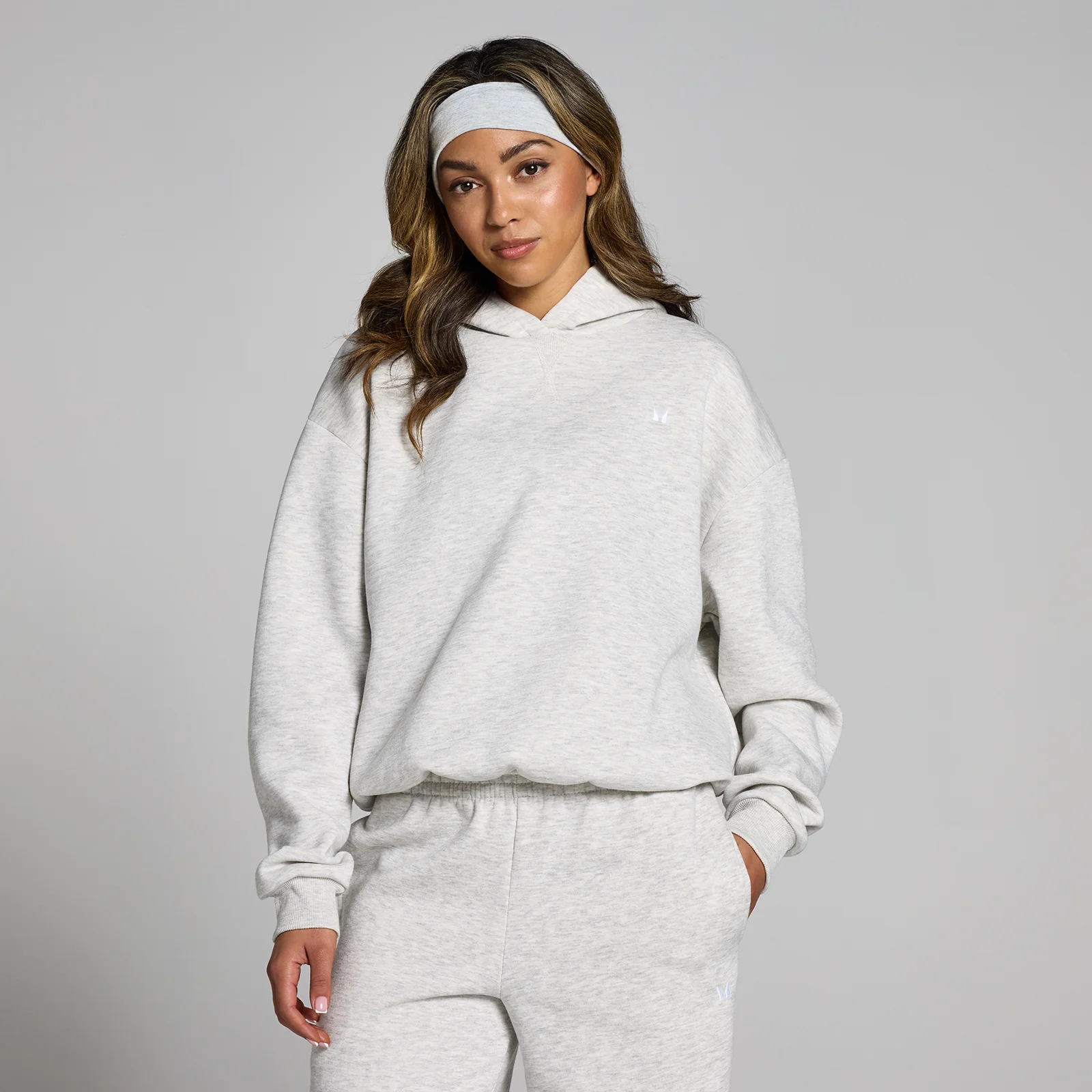 MP Women's Basics Oversized Hoodie - Light Grey Marl - S Image 1