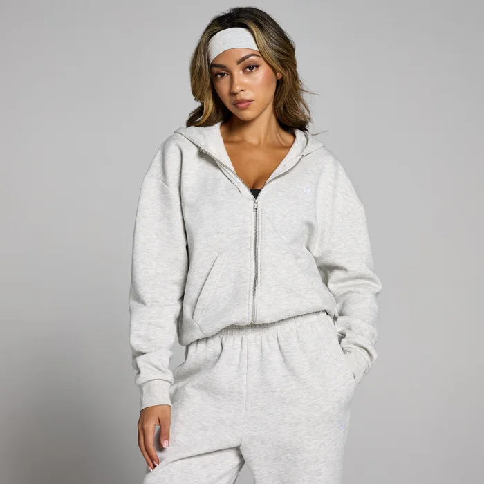 MP Women's Basics Zip Through Hoodie - Light Grey Marl