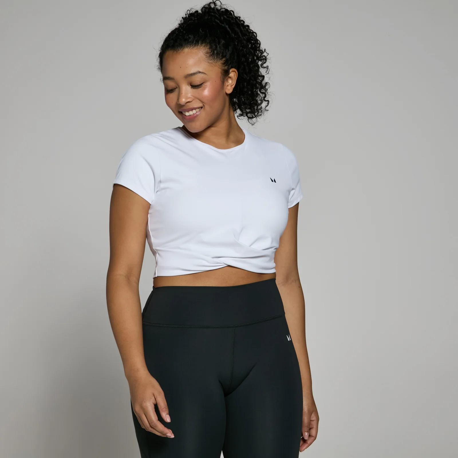 MP Women's Power Short Sleeve Crop Top - White - S Image 1