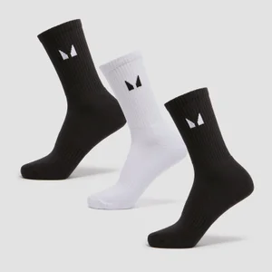 MP Unisex Crew Socks (3 Pack) - Black/White - Size UK 2-5
