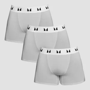 Men's Cotton Boxers (3 Pack) - Grey Marl/White - Size XS