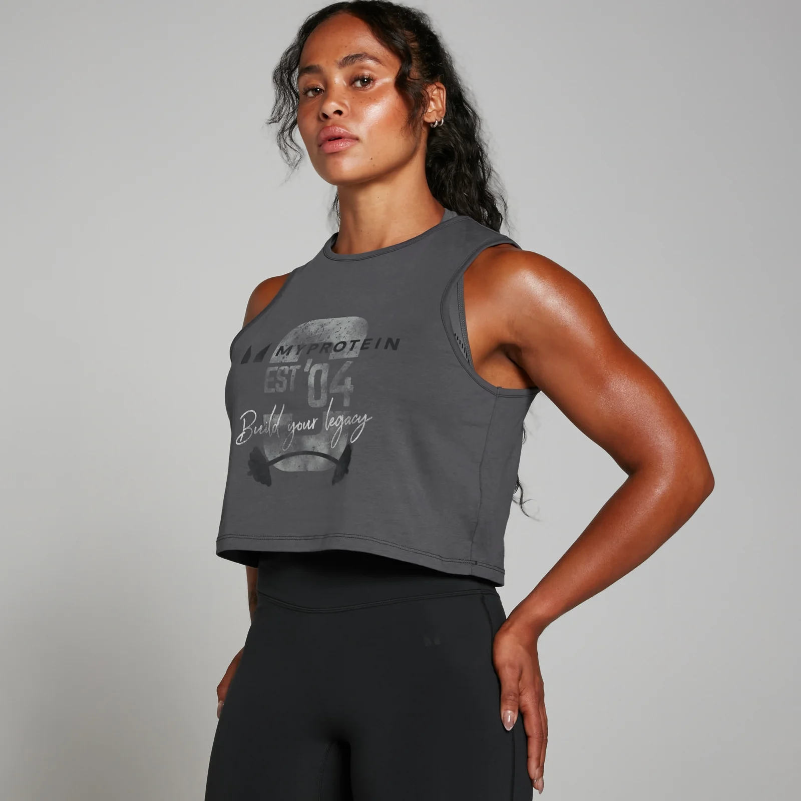 MP Women's Origin Graphic Crop Vest Washed Grey - XS Image 1
