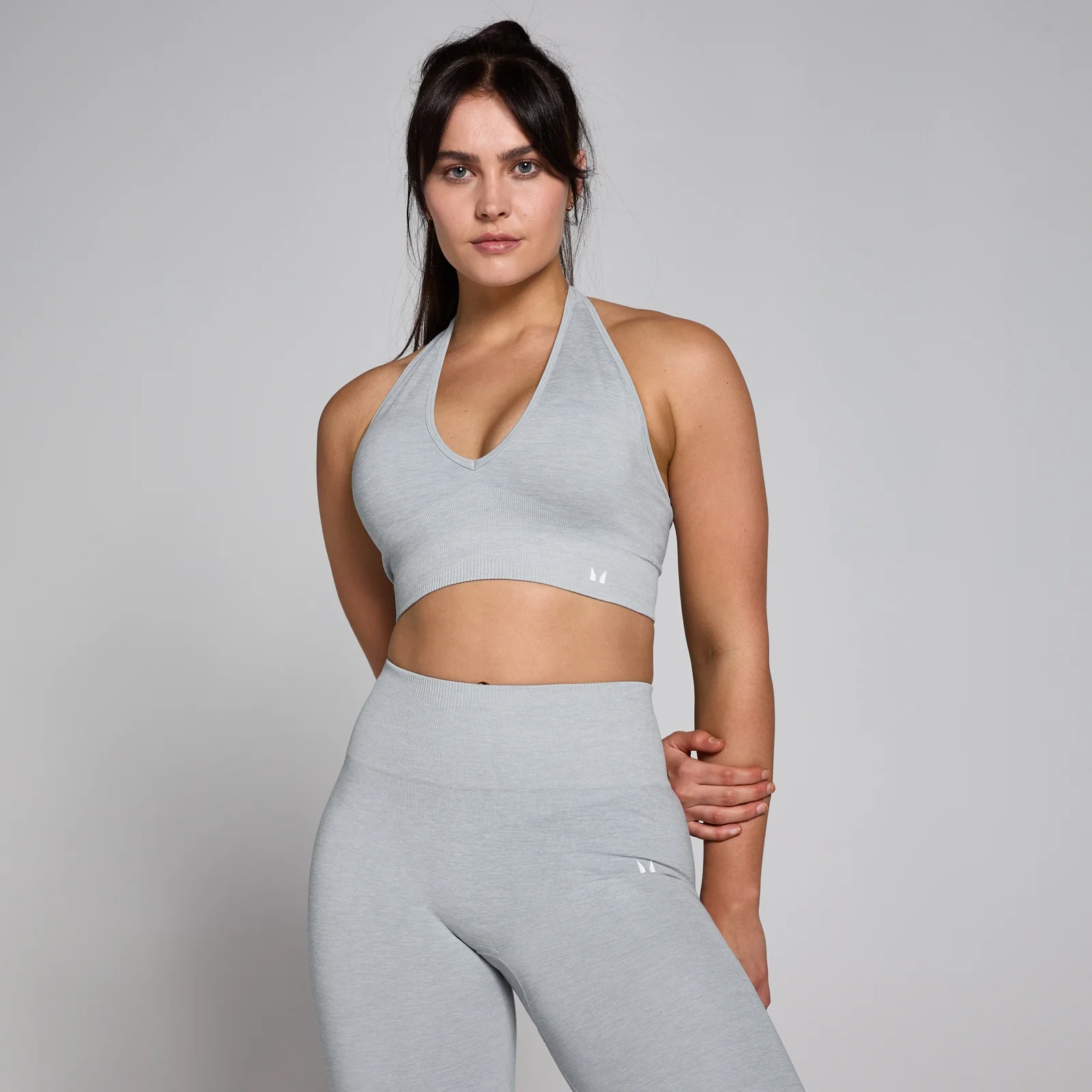 MP Women's Tempo Seamless Halter Neck Bra - Grey Marl - S Image 1