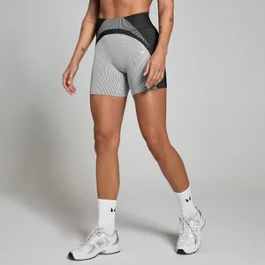 MP Women's Contrast Rib Seamless Cycling Shorts - Black/Grey - Size XS