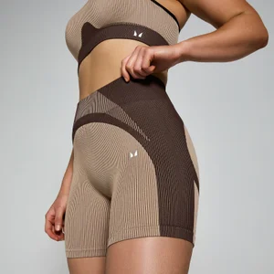MP Women's Contrast Rib Seamless Cycling Shorts - Cashmere/Espresso - Size XS