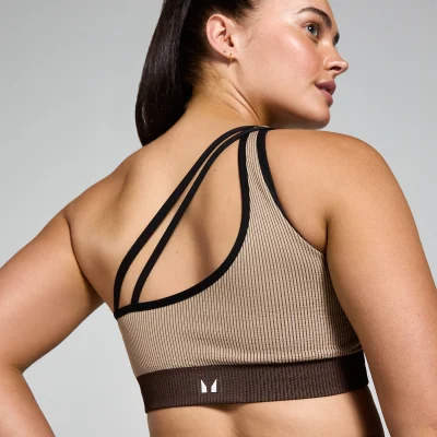 MP Women's Contrast Rib Seamless Bra - Cashmere/Espresso - XL Image 6