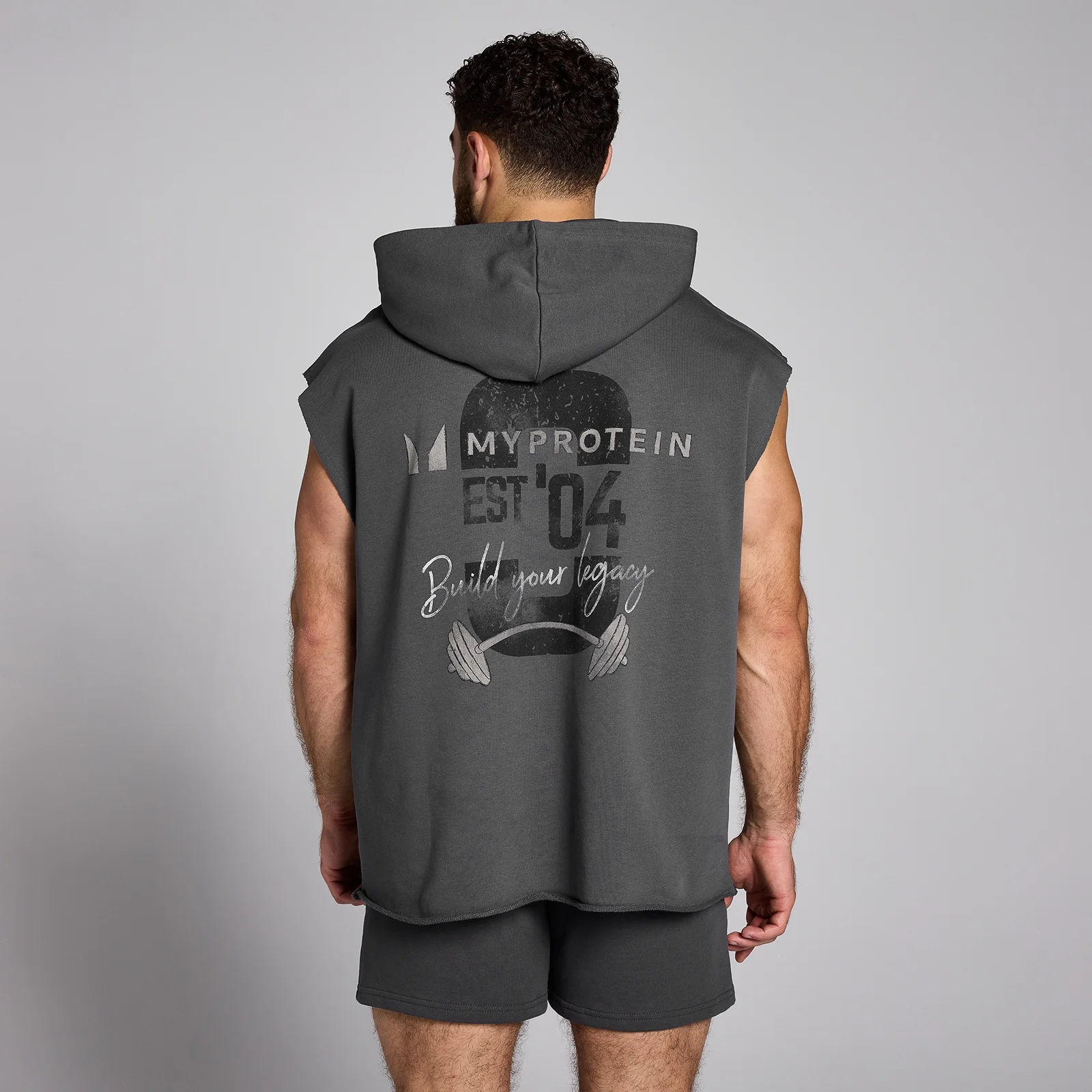 MP Men's Origin Graphic Hooded Vest - Washed Grey - S Image 1