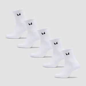MP Unisex Crew Socks (5 Pack) - White - Size UK 6-8