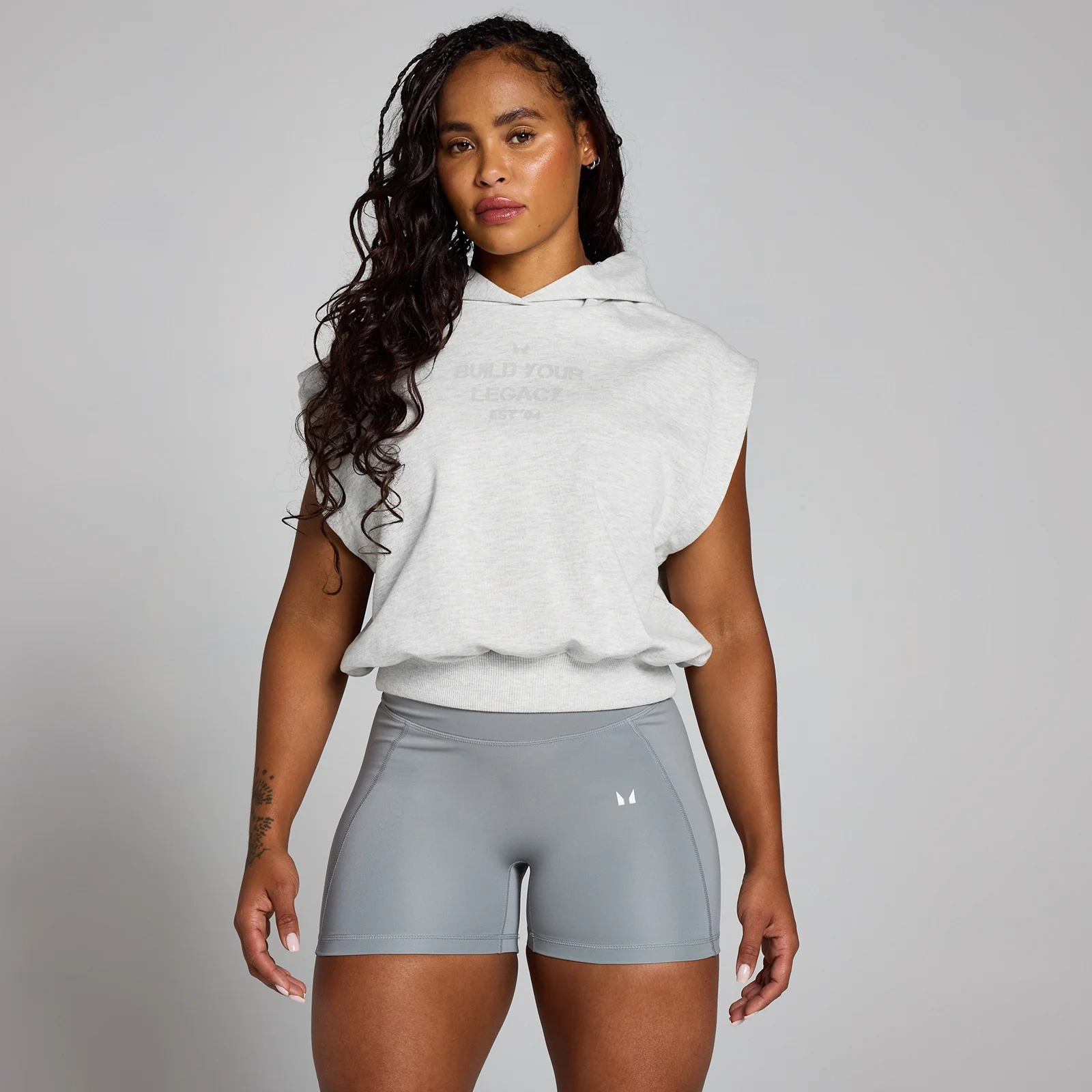 MP Women's Origin Cropped Sleeveless Hoodie - Grey Marl - XS Image 1