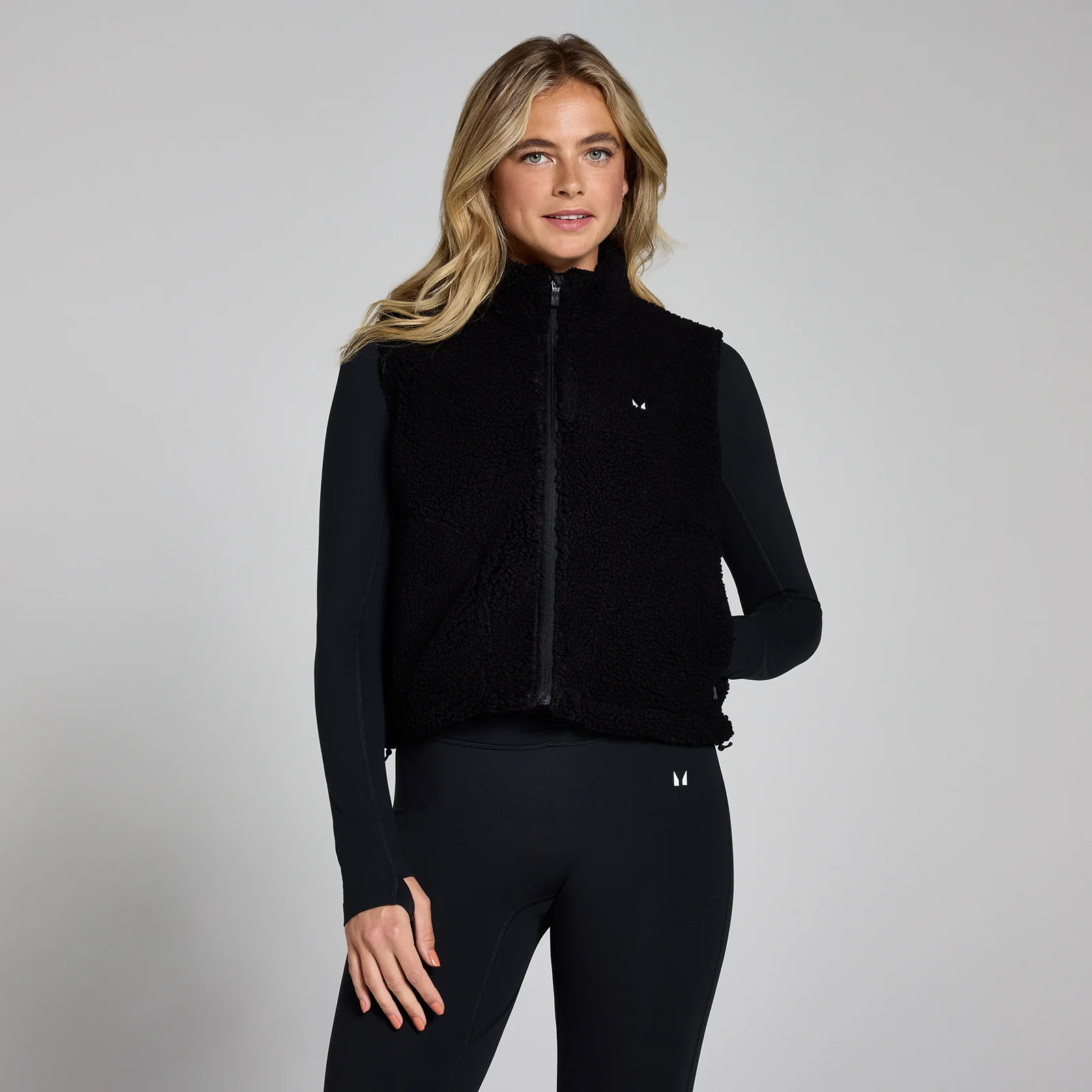 MP Women's Borg Cropped Gilet - Black - XS Image 1
