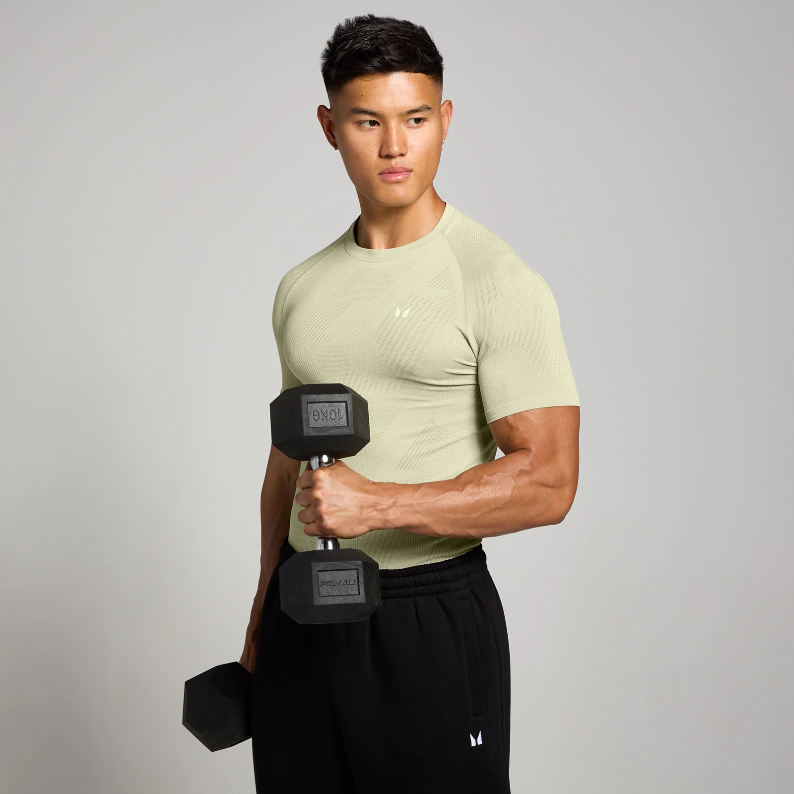 MP Men's Tempo Pillar Graphic Seamless Top - Warm Sage  - XS Image 1