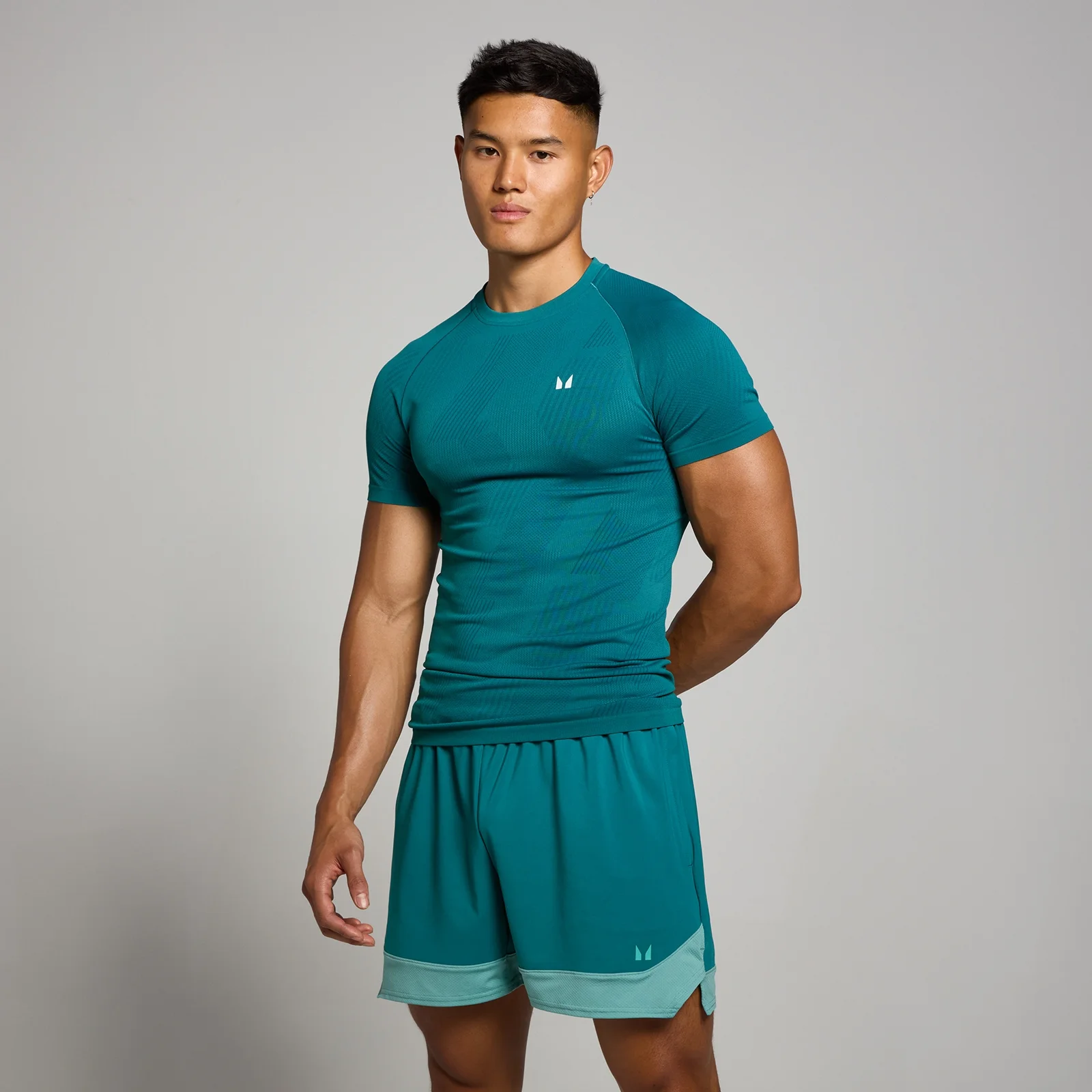MP Men's Tempo Pillar Graphic Seamless Top - Aqua Teal  - XS Image 1