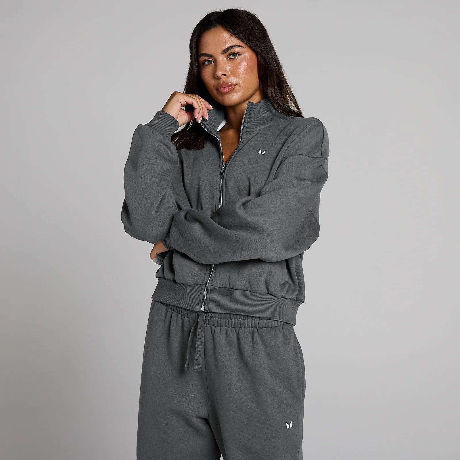 MP Women's Basics Zip Through Bomber Jacket - Dark Grey - XS Image 1