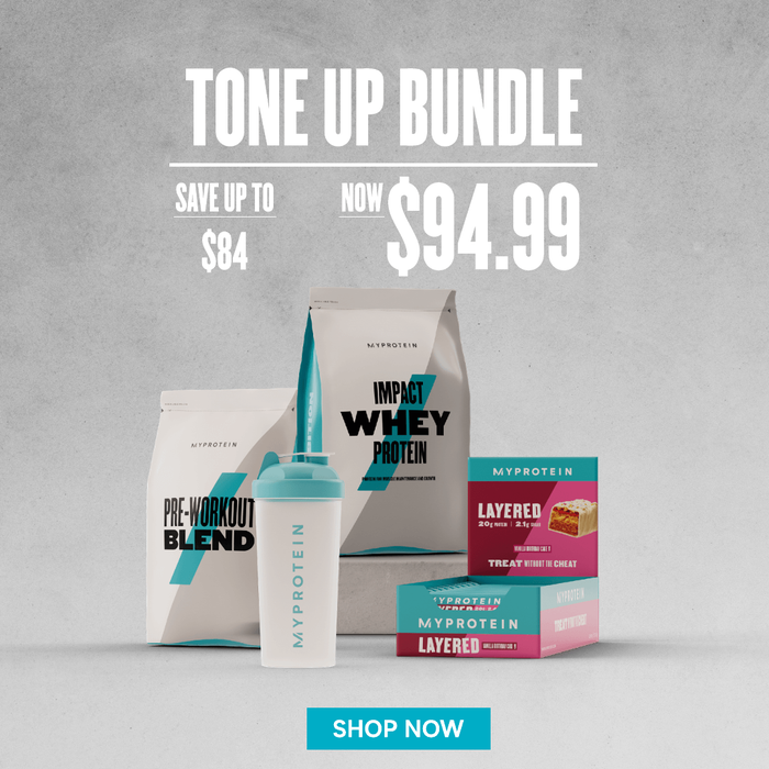 A mixture of protein products from Myprotein to lose weight.